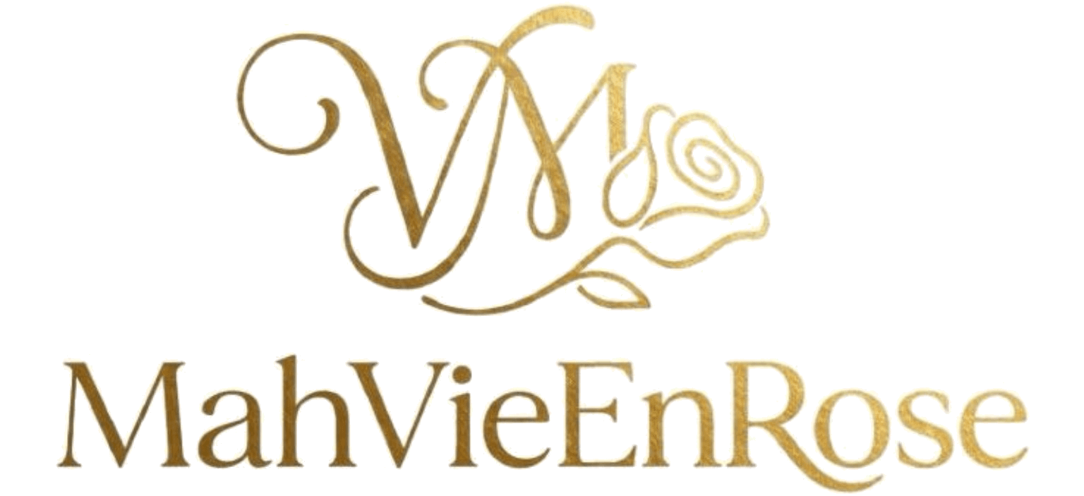 Vishesh and Mahak monogram with a gold rose